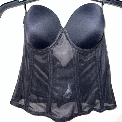 Wacoal 紧身胸衣文胸女式 36B 码黑色 85014 长线无肩带紧身胸衣 — 第 1/4 张图片