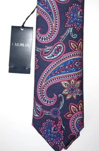 Cremieux Herren Krawatte blau Paisley Seidenmischung 58" x 3" Neu mit Etikett - Bild 1 von 3