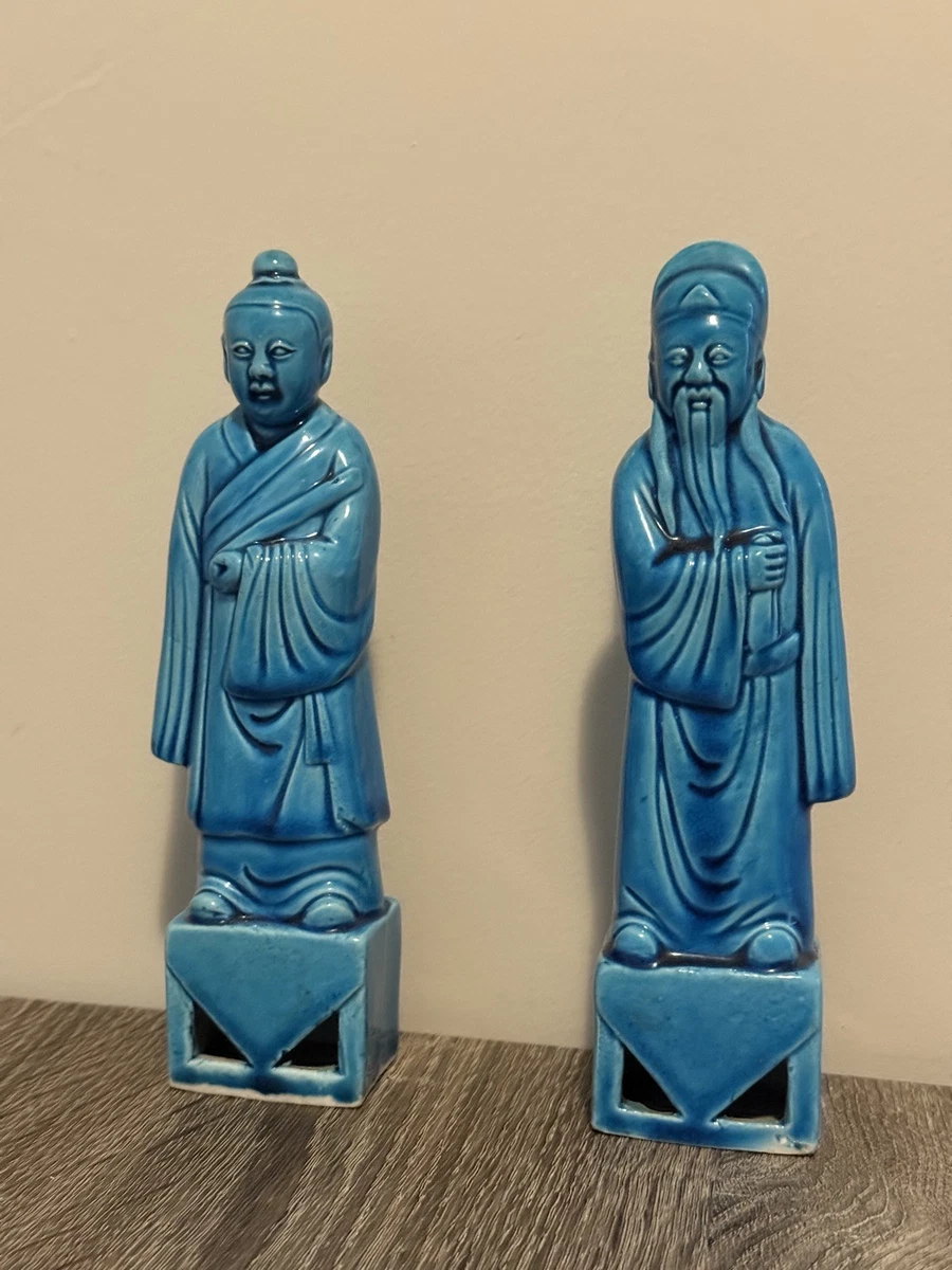 陶瓷男士、女士和儿童蓝色古董中国雕塑、雕像| eBay