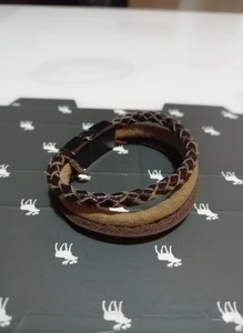 Abercrombie & Fitch Men’s Leather Bracelet – Braided Brown Wristband with Magnet - Picture 1 of 7