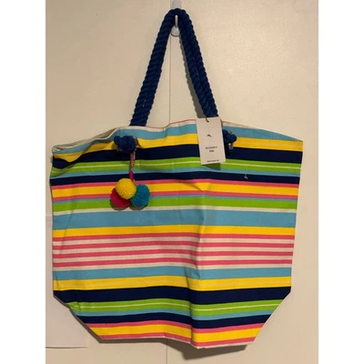Tommy Bahama XL Striped Canvas Beach Bag Tote NEW - Image 1 of 3