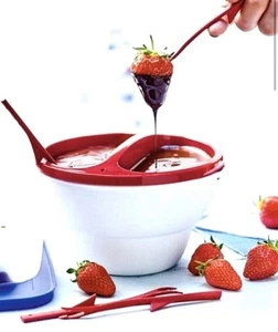NUEVO TUPPERWARE Chic Comedor Cuenco con Tenedores Rojos y Sello Fondue Queso - Imagen 1 de 8