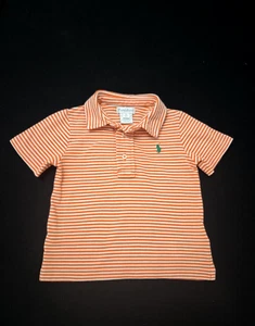 Ralph Lauren Short Sleeve Polo Shirt Boys Size 18M Orange Stripe Green Pony logo - Bild 1 von 11