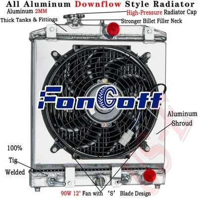 Cubierta de radiador de 3 filas + ventilador para Honda Civic D15 D16 EK Integra Del Sol 1992-2000 Foto 1 de 4