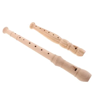  Lot de 2 flûtes à bec soprano de style allemand, flûte à bec en bois à 8 trous, - Picture 1 of 12