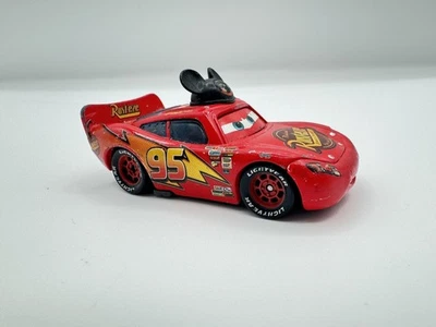 Disney Pixar Cars Lightning McQueen with Mickey Ears Hat Diecast Rare Exclusive - Image 1 of 4