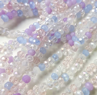 2/4mm Facettierte Kristall Glasperlen 150Stk Lila mix DIY Schmuck Set mini Perle - Bild 1 von 4