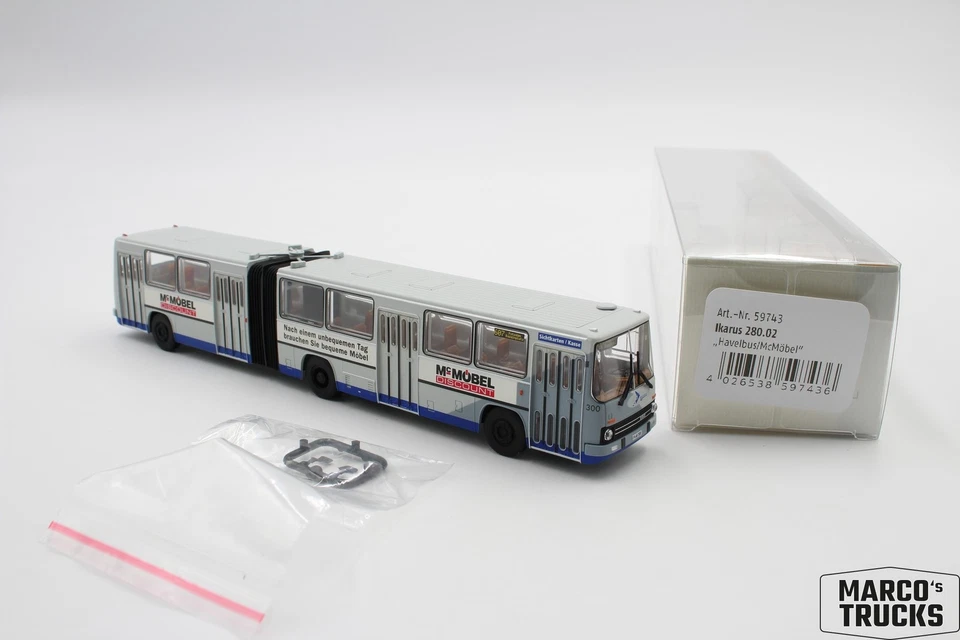 Brekina Ikarus 280.02 "McMöbel" der Havelbus No. 59743 1:87 /BRN2607 - Image 1 of 1