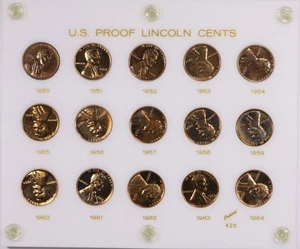 1950 - 1964 Lincoln Cent Proof Set in Capital Holder RED - Picture 1 of 2
