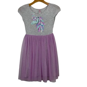 Justice Dress Girl's Size 10 UNICORN Flip Sequin Tutu Lavender Short Sleeve - Picture 1 of 5