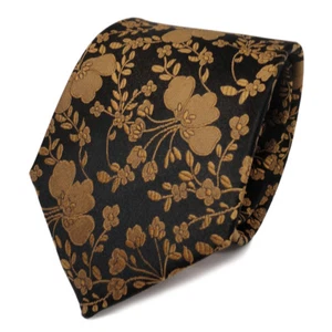 TigerTie Designer Seidenkrawatte gold schwarz gemustert - Krawatte Seide Tie - Bild 1 von 1