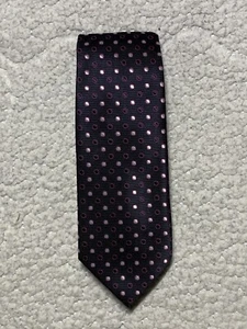 BLACK LABEL by Ruffini Italy Men’s 100% Silk Neck Tie Hand Made Blue Purple Dots - Picture 1 of 7
