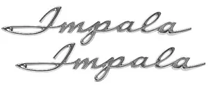 1962 CHEVROLET IMPALA QUARTER PANEL EMBLEM SCRIPT # 62C-16723-SCPT NEW PAIR - Picture 1 of 2