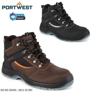 Mens Portwest Mustang Safety Boot S3 Ankle Hiker Leather Work Steel Toe Cap Size - Picture 1 of 3