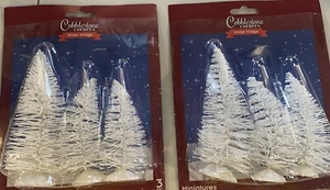 Cobblestone Corners Winter Village White FlockedTrees 2 Packs 6 Pieces 4"-5" NEW - Picture 1 of 2