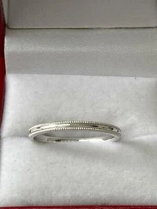 14K SOLID WHITE GOLD DOME MILGRAIN MENS WOMENS WEDDING BANDS 2MM - Picture 1 of 1