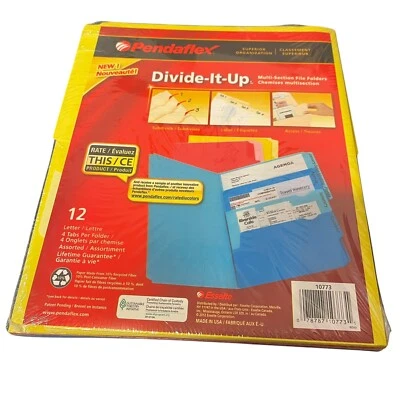 Pendaflex Divide-it-up 12 Letter 4 Tabs Multi Section File Folders Multicolor - Image 1 of 4