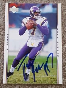 TARJETA DE FÚTBOL TARVARIS JACKSON 2007 FIRMADA CUBIERTA SUPERIOR #105 VIKINGS AUTOMÁTICA - Imagen 1 de 1