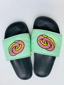 USED Odd Future Size 5 Slides Pink Yellow Blue Donut Blue Flip Flops Green - Picture 1 of 12