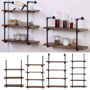 Industrial Floating Shelves, Pipe Shelf DIY Rustic - Urban, Vintage, Steampunk - Picture 1 of 65