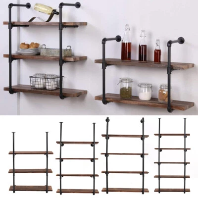 Industrial Floating Shelves, Pipe Shelf DIY Rustic - Urban, Vintage, Steampunk - Image 1 of 4