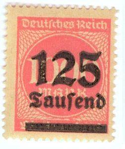 1923 Weimar Deutsches Reich francobollo iperinflazione 1000 marchi timbrati 125000 marchi - Foto 1 di 1