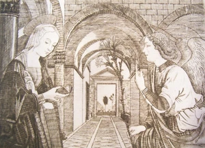 Stempelstich - Verkündigung des Engels an Maria - Druck - Graveur Cozzi - Bild 1 von 1