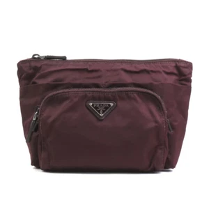 Auth PRADA Pouch Multicase Bordeaux Nylon/Silvertone - e60141a - Picture 1 of 15