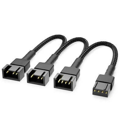 20cm 4-Pin PWM Lüfter Kabel Verteilerkabel Nylonmantel 1x 4-Pin zu 3x 4-Pin - Bild 1 von 4