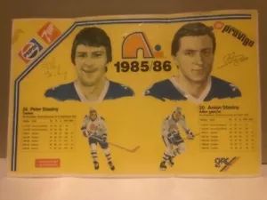 Poster firmato Pepsi 7 Up hockey 1986 Peter & Anton Stastny Quebec Nordiques NHL - Foto 1 di 11