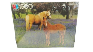 MB Puzzle Pferde in blühender Wiese Neu ovp - Picture 1 of 5