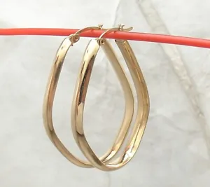 Cute Bellezza Polished Finish Geometric Hoop Earrings Yellow Color Bronze - Picture 1 of 4