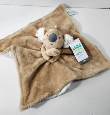 Manta de seguridad Carters Child of Mine KOALA Bear Baby Lovey Bronceado Blanco Peluche NUEVO Foto 1 de 4