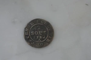 CAYENNE COLONIE CAYENNE 2 SOUS 1782 A  poids 1gr5 - Picture 1 of 2