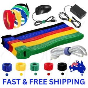 Hook and Loop Cable Ties Reusable Magic Cords Organiser Strap Tidy Grip - Picture 1 of 15