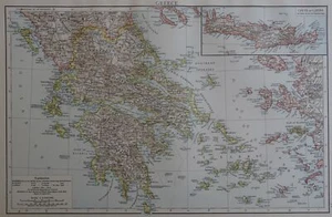 Mapa victoriano 1896 de Grecia The Times Atlas primera generación - Imagen 1 de 2