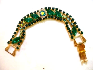SELTENES VINTAGE JULIANA SMARAGDGRÜN D & E AB STRASS 7-1/4" ARMBAND - Bild 1 von 5