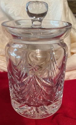 WATERFORD Marquis CHRISTMAS TREE biscuit barrel or cookie jar with lid - Image 1 of 4
