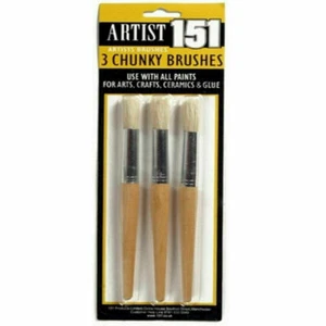 BRUSHES SET ROUND TIP BRUSH SCHOOL KID ART CRAFT KC537 3 PCS ARTIST CHUNKY PAINT - Picture 1 of 1