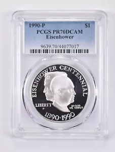 1990-P PR70 DCAM Eisenhower Commemorative Silver Dollar PCGS - Picture 1 of 5