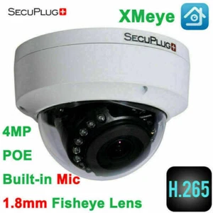 4MP POE 1.8mm 180° O-vif IR-Night IP Camera Fisheye Lens Vision Built-in Mic APP - Picture 1 of 9