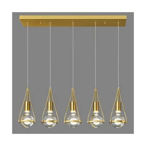Gold Dandelion Pendant Light in Brushed Brass Finish, 5 Light Modern Crystal ... - Picture 1 of 7