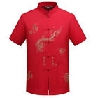  Embroidery Dragon Blouse Tops Men Tang Suit Chinese Hanfu T Shirt Kung Fu Coat 