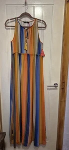 V by Very Strappy Colourful Long Floaty Dress, Holiday, Party, Fun. Size 14 - Picture 1 of 5