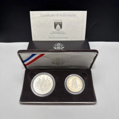 1989 US Congressional Proclaiming The Triumph Of Democracy Two Coin Proof Set - Image 1 of 3
