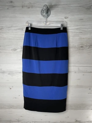 Forever 21 Skirt Womens Medium Blue Black Striped Pencil Stretch Bodycon Lined - Image 1 of 4