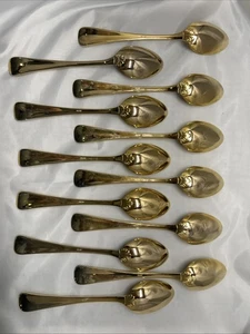 Juego de cucharaditas Reed & Barton Gold Electroplate 12 piezas con carcasa y cuerda hechas en Japón - Imagen 1 de 9