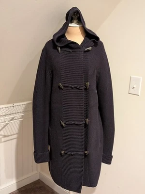 Suéter Lands End Azul Marino Grueso Tejido con Capucha Cierre de Palanca Talla Grande (10-12) Foto 1 de 4