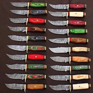 LOT OF 20 6" CUSTOM HANDMADE DAMASCUS STEEL SKINNER HUNTING & CAMPING EDC KNIVES - Picture 1 of 3