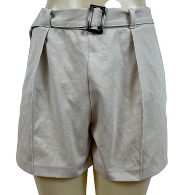 Pantalones Cortos Mujer H&M Beige Cintura Alta Con Detalle de Cinturón Talla S Foto 1 de 4